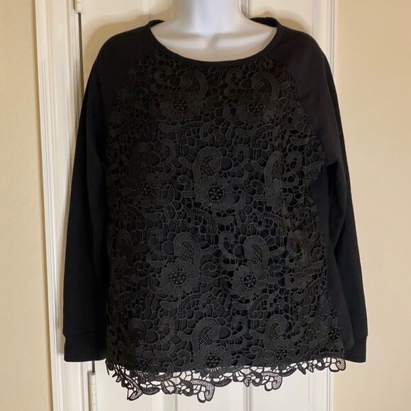 Adriana Papell | Lace Pullover Sweatshirt - Picture 1 of 4